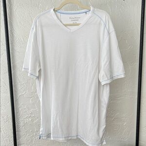 Tommy Bahama White Short Sleeve Tee with Blue Accents